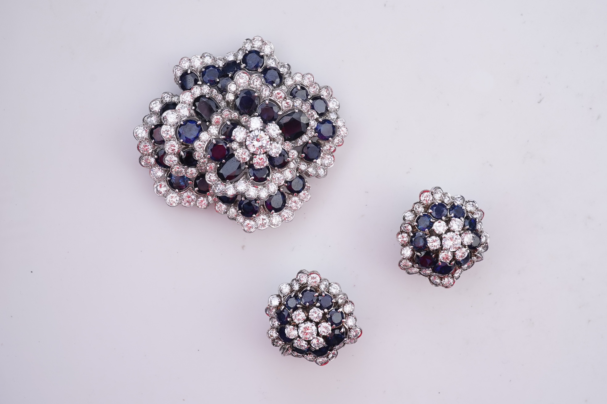 Vourakis, a sapphire and diamond demi-parure, mid-late 20th century